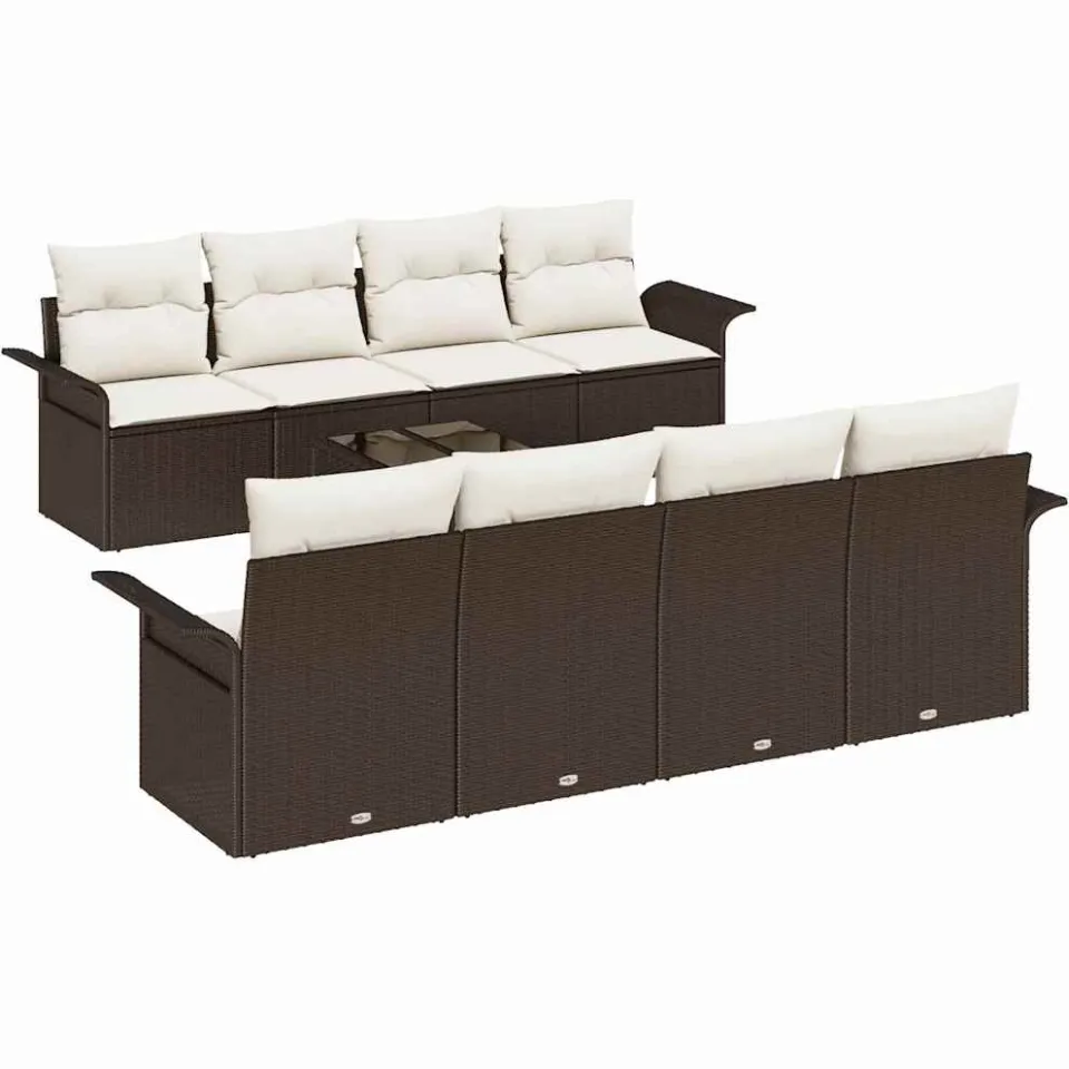 vidaXL Tuin Sofa Set 9 st Bruin poly rattan