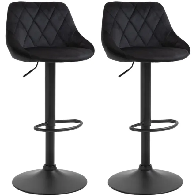 GranMaison Bar stoelen - Set van 2 Barkrukken Barstoel Keukenstoel 360 -Graden Draaibaar en in Hoogte Verstelbaar bar stoelen - met Voetensteun - Zwart
