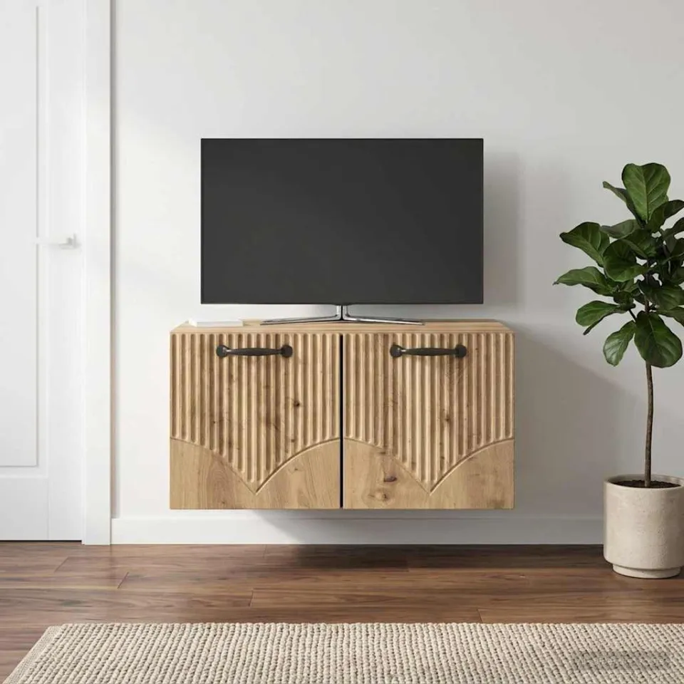 vidaXL Wandbeugel TV-kast 59,5 x 41 x 30 cm Artisanaal eiken, foto 4