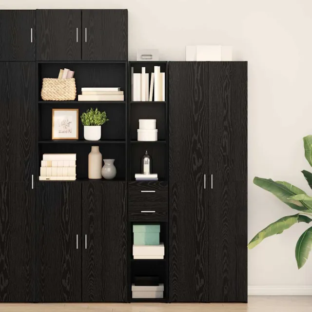 vidaXL Boekenkast met lade Zwart Eiken 30 x 42.4 x 185.2 cm