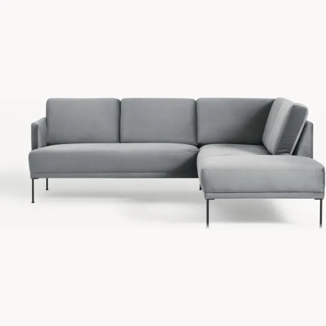 Westwing Collection Fluwelen hoekbank Fluente grijs