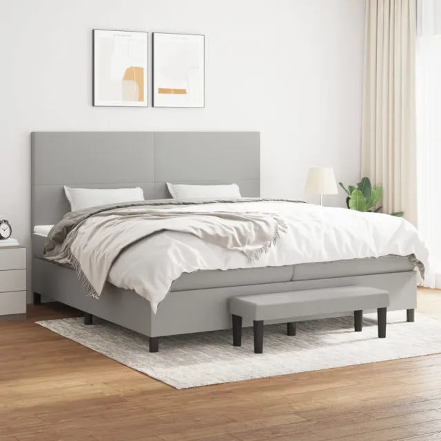 vidaXL Boxspring met matras stof lichtgrijs 200x200 cm grijs