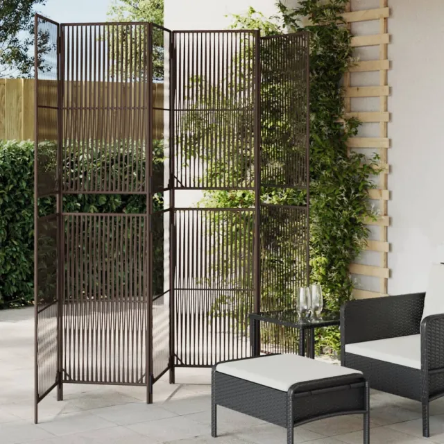 vidaXL Kamerscherm 6 panelen poly rattan bruin, foto 2
