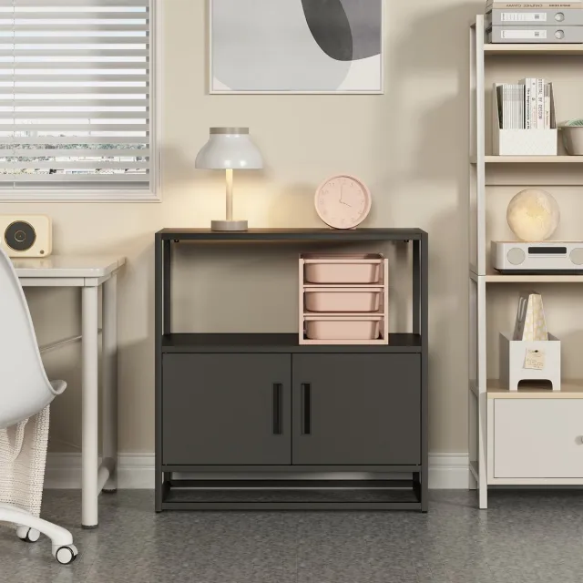 en.casa Archiefkast Hailuoto 82x80x40 cm zwart [en.casa]