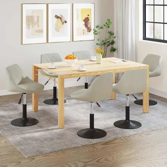 vidaXL Eetkamerstoelen draaibaar 6 st fluweel crèmekleurig