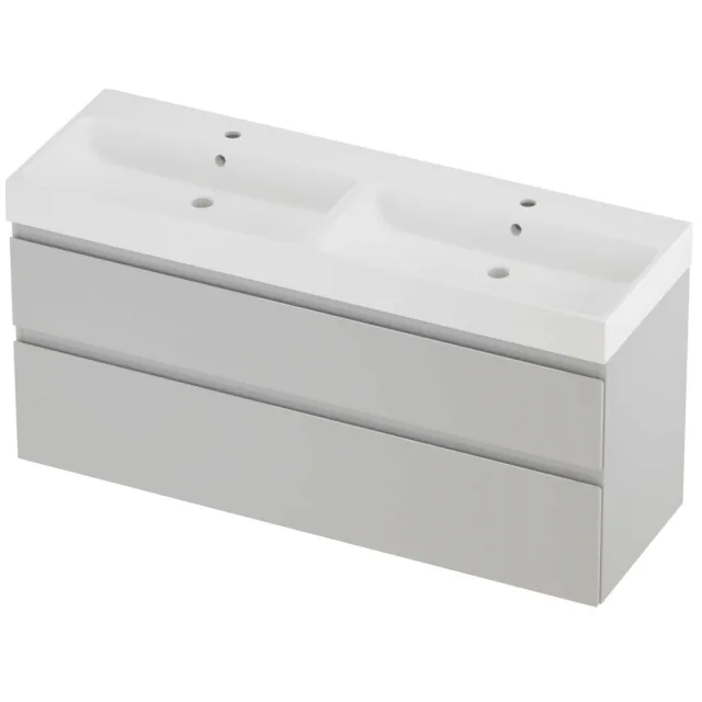 Proline Podium Badmeubelset Polystone Loft Dubbel 140x46x70 cm Mat White Glans Wit
