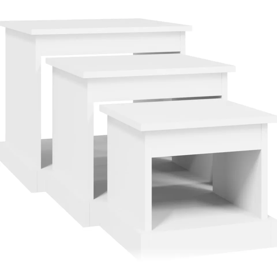 vidaXL 3-delige Salontafelset bewerkt hout wit