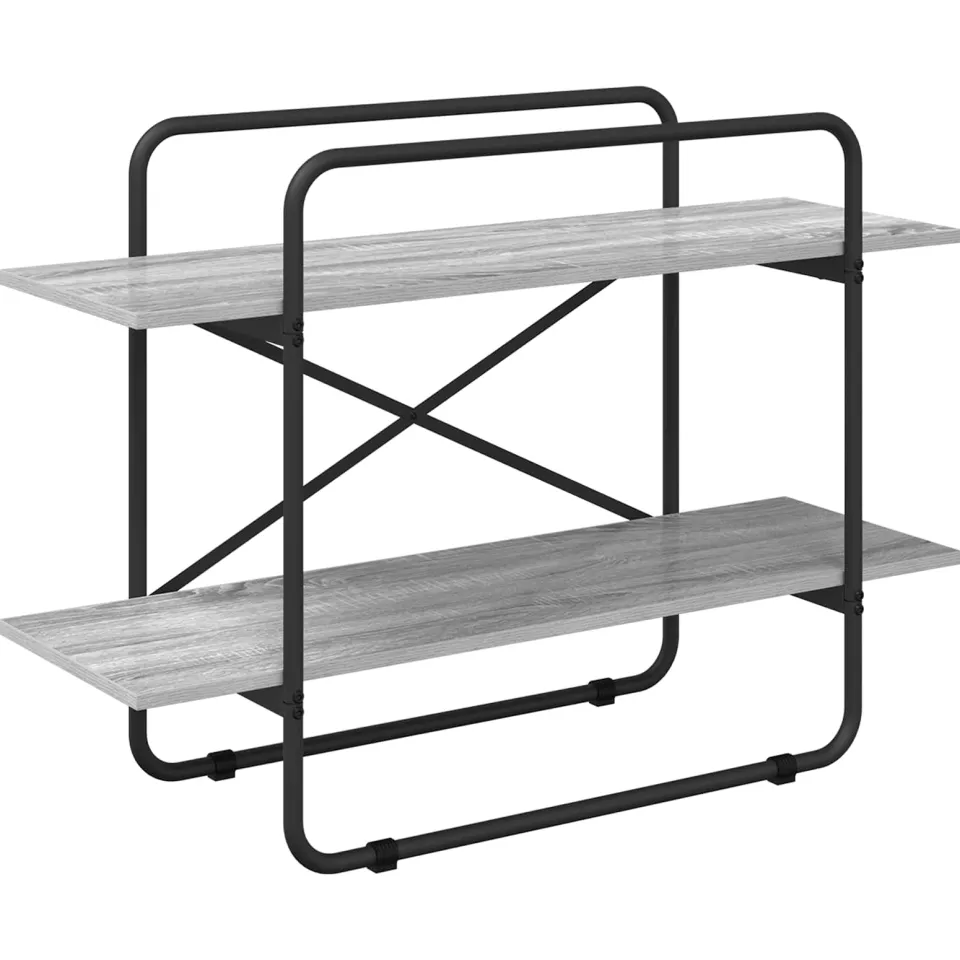 vidaXL Boekenrek 2-laags 100 x 35 x 70 cm PB Grijs Sonoma, foto 3