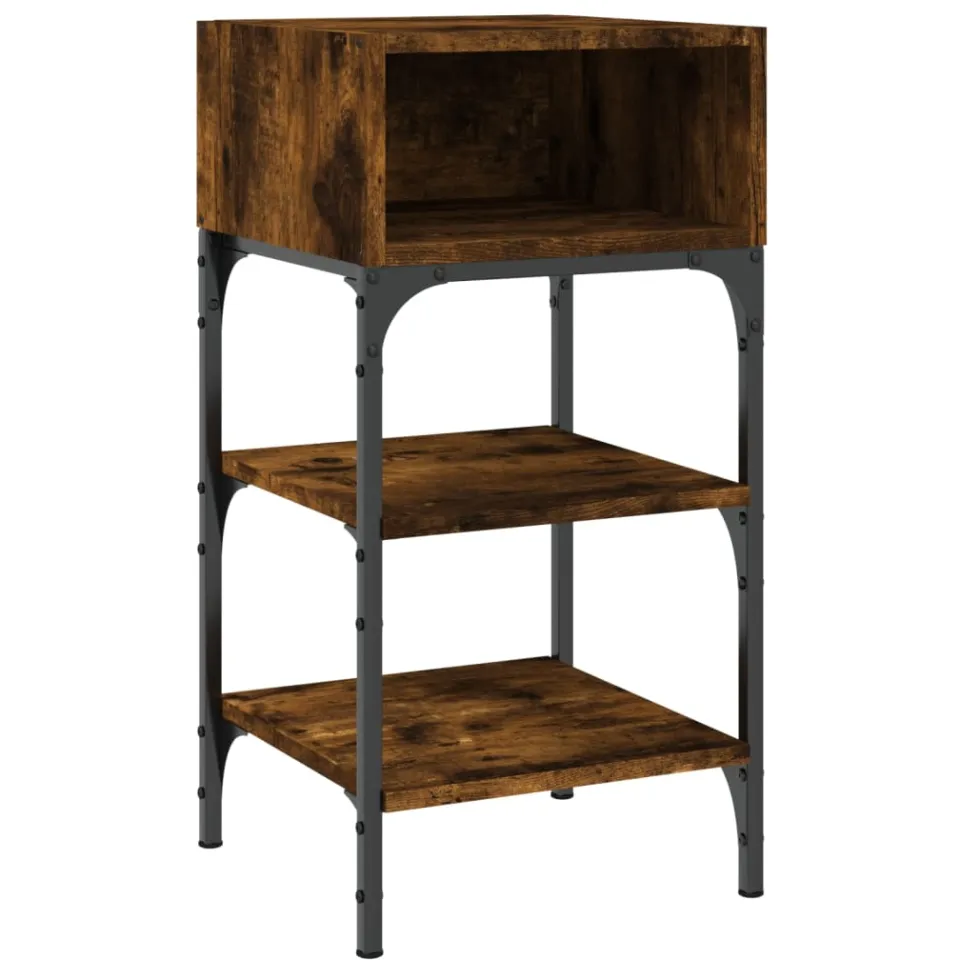 vidaXL Nachtkastjes 2 st 35x34,5x70 cm bewerkt hout gerookt eikenkleur Bruin