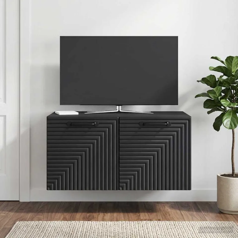 vidaXL Wandbeugel TV-kast Zwart 59,5 x 41 x 30 cm Bewerkt hout, foto 4