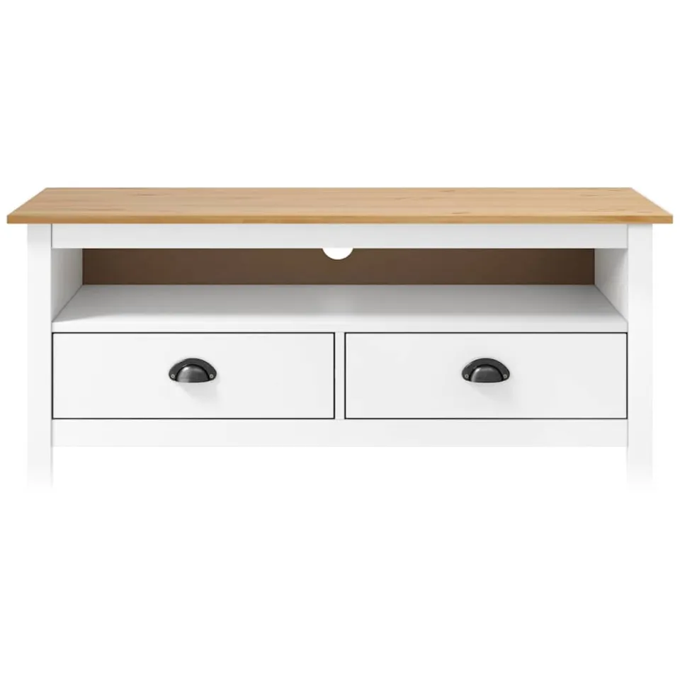 vidaXL Tv-meubel Hill 110x40x47 cm massief grenenhout wit, foto 2