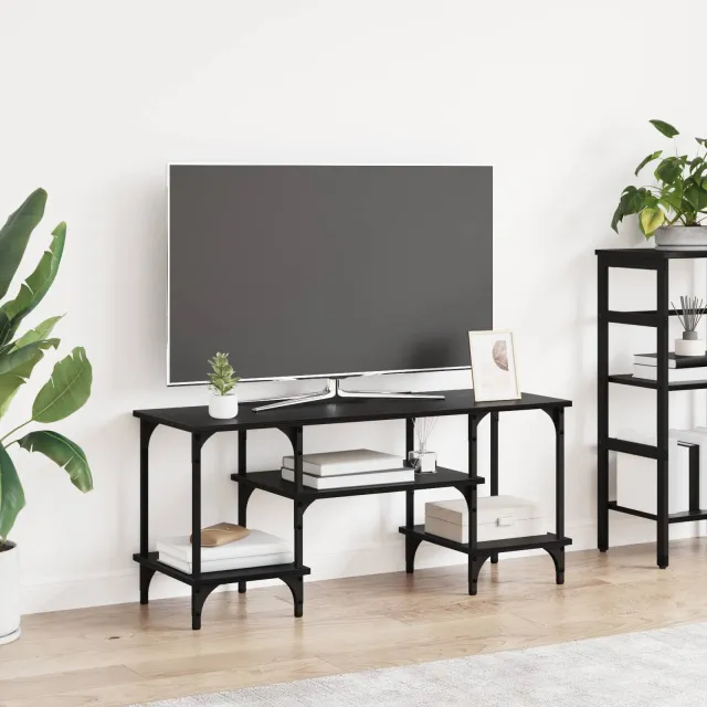 vidaXL TV-kast Zwart Eiken 102 x 35 x 45,5 cm Gemonteerd hout en ijzer