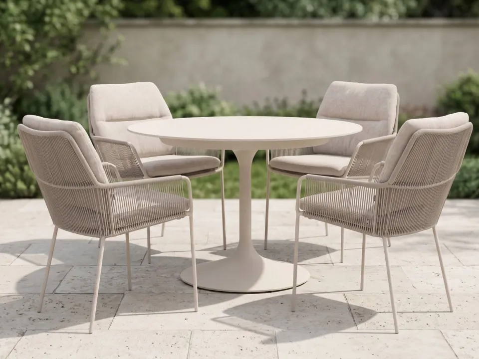 Suns Punta/Nova ø120cm dining tuinset 5-delig taupe, foto 5