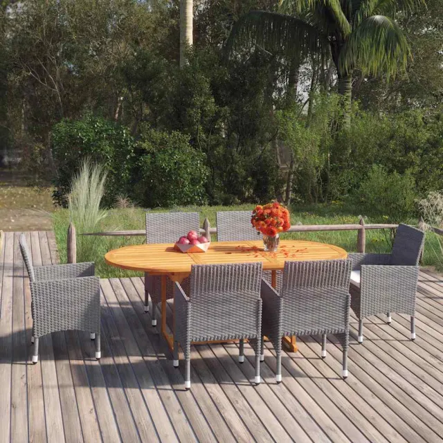 vidaXL 7-delige Tuinset poly rattan grijs, foto 2