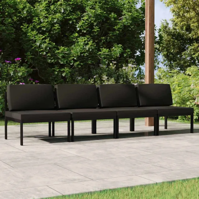 vidaXL Tuinbank 4-zits met kussens aluminium antracietkleurig Anthraciet