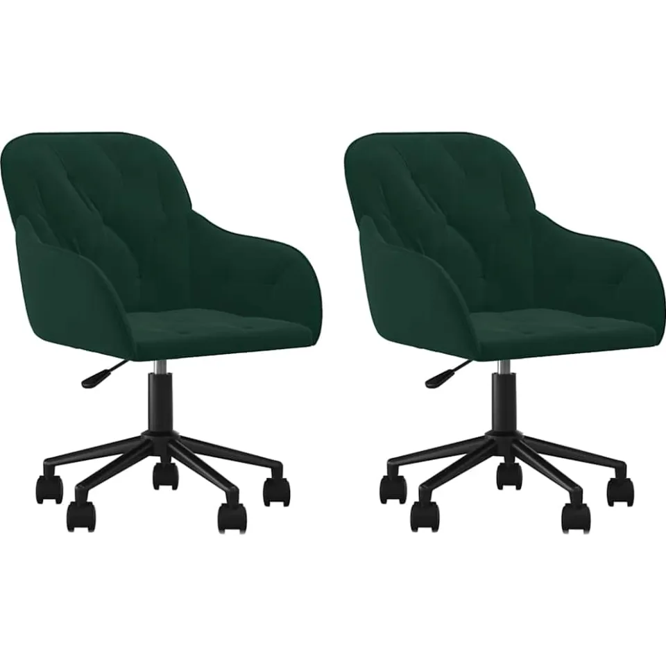 vidaXL Eetkamerstoelen draaibaar 2 st fluweel donkergroen groen, foto 3