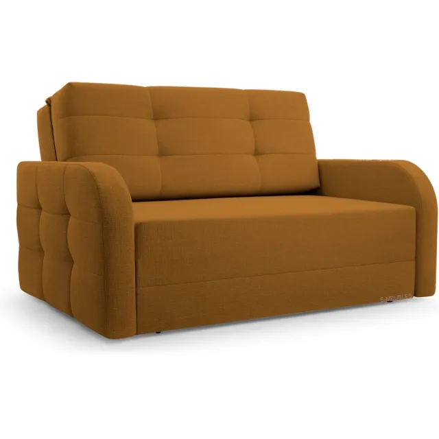 AJE Meubles B.V. Porto 120 - Slaapbank - Compact en Multifunctioneel - 141 x 100 x 90 cm - Eenvoudig Uitklapbaar & Decoratieve Stiksels - Geel (BRAGI 68)