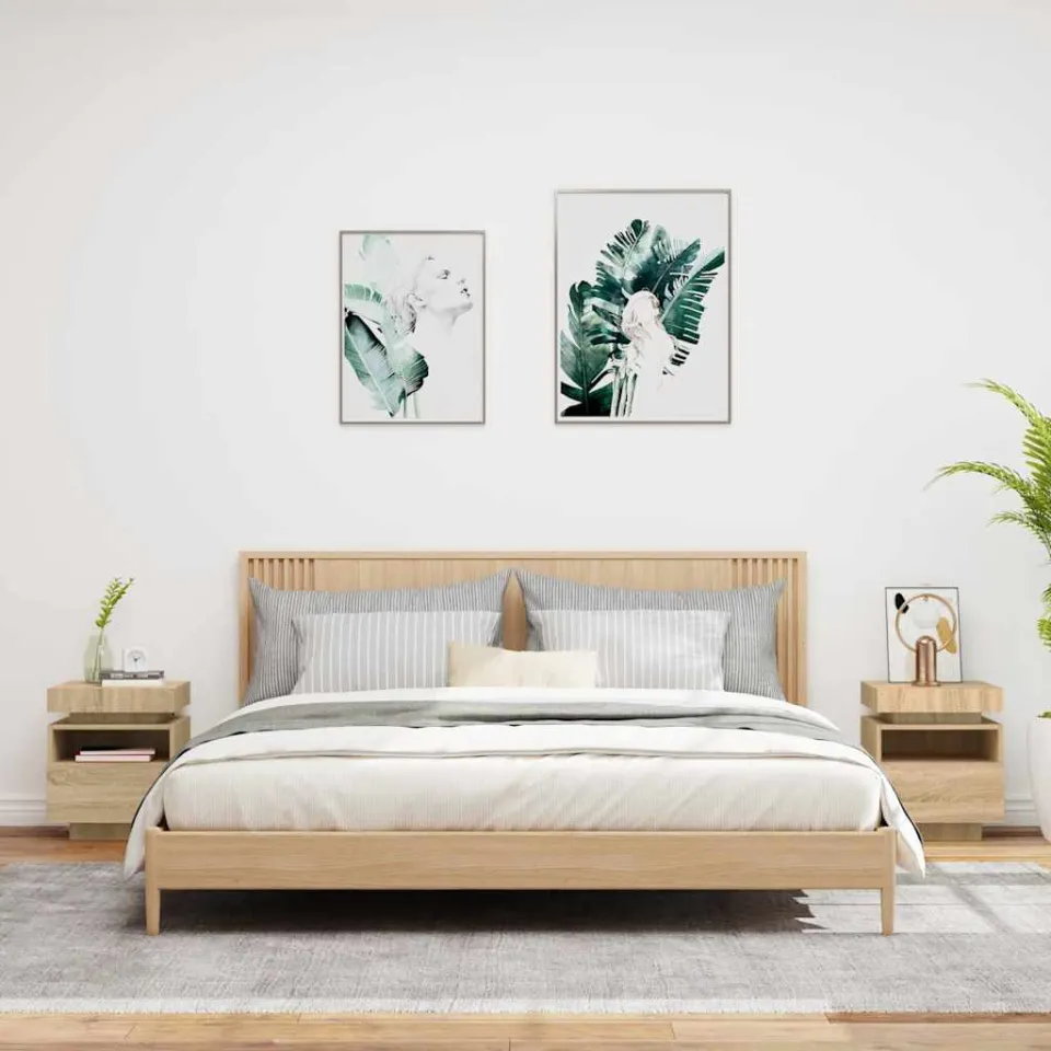 vidaXL Nachtkastjes met LED 2 st 40x39x48,5 cm sonoma eikenkleurig, foto 4