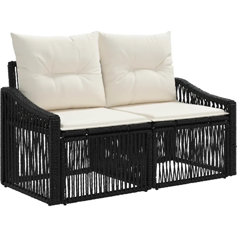vidaXL Tuinbankenset 12 st 12-zits Zwart poly rattan