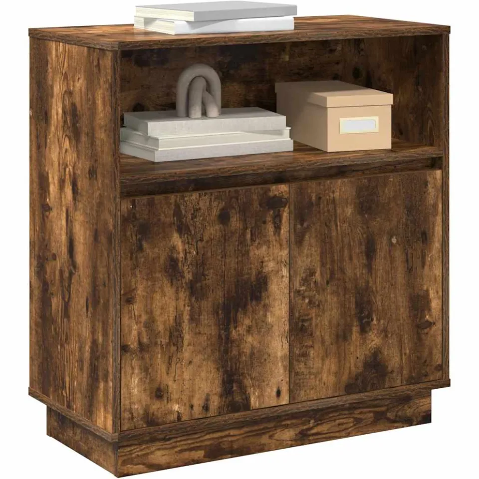 vidaXL LED Sideboard Gerookt eiken 71 x 34,5 x 75 cm Bewerkt hout Bruin
