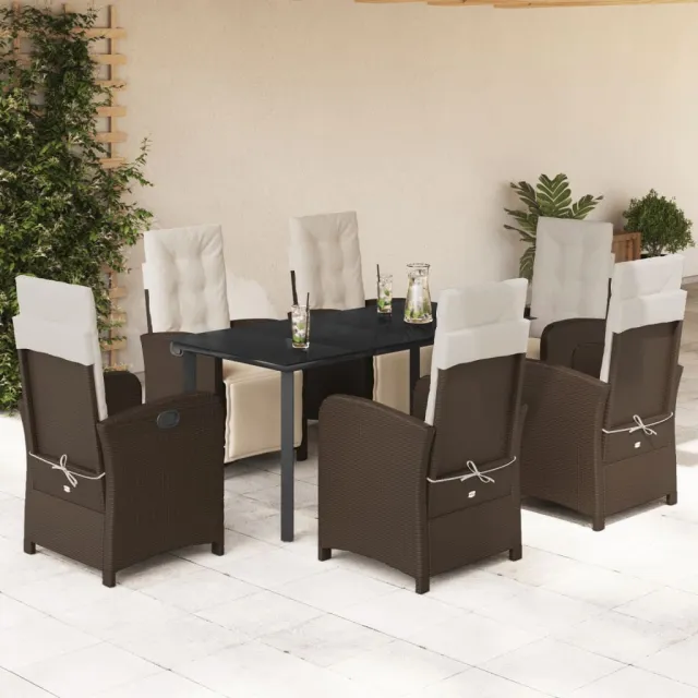 vidaXL 7-delige Tuinset met kussens poly rattan bruin, foto 2
