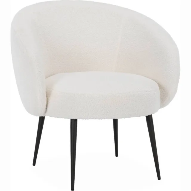 sweeek Ronde fauteuil in boucléstof, hima, b 74 x d 72 x h 80,5cm Crème