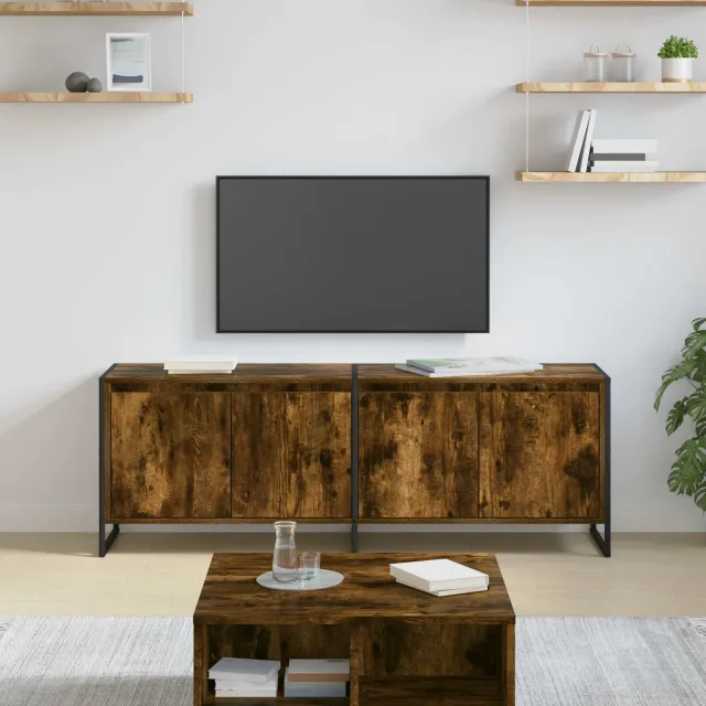 vidaXL TV-kast 140 x 36 x 49.5 cm Rook Eik Bewerkt hout Bruin