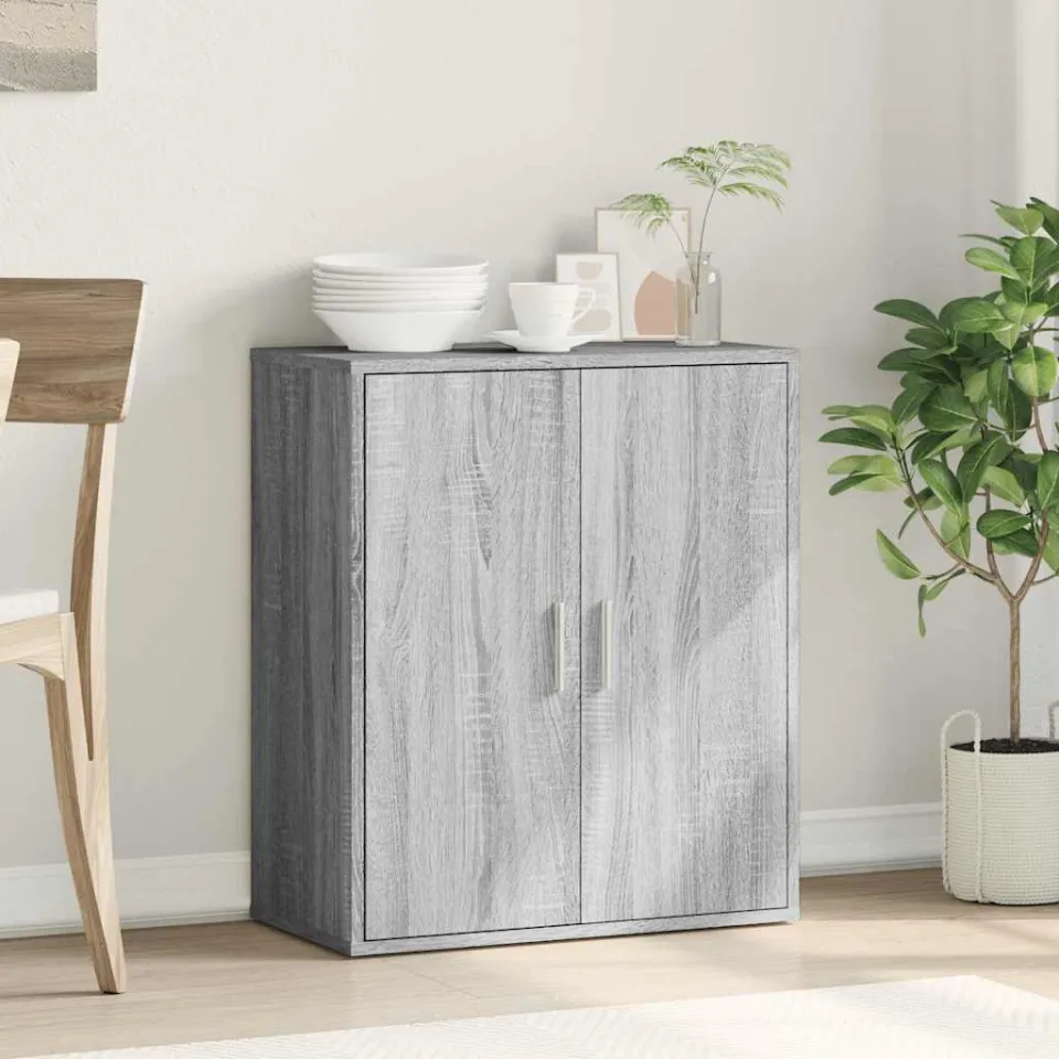 vidaXL Dressoir 79x38x80 cm bewerkt hout grijs sonoma, foto 3