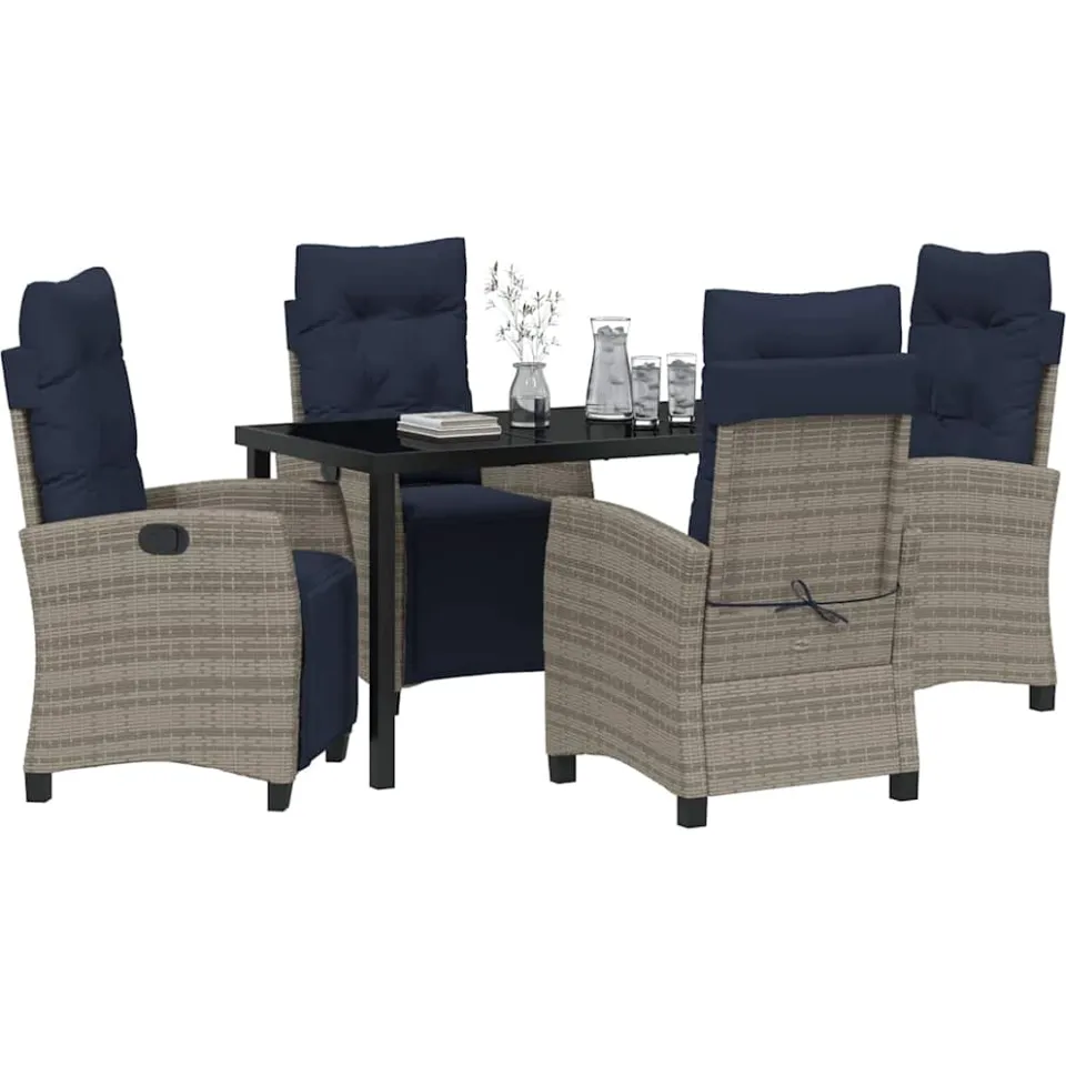 vidaXL Tuin eettafelset 5 st Grijs poly rattan