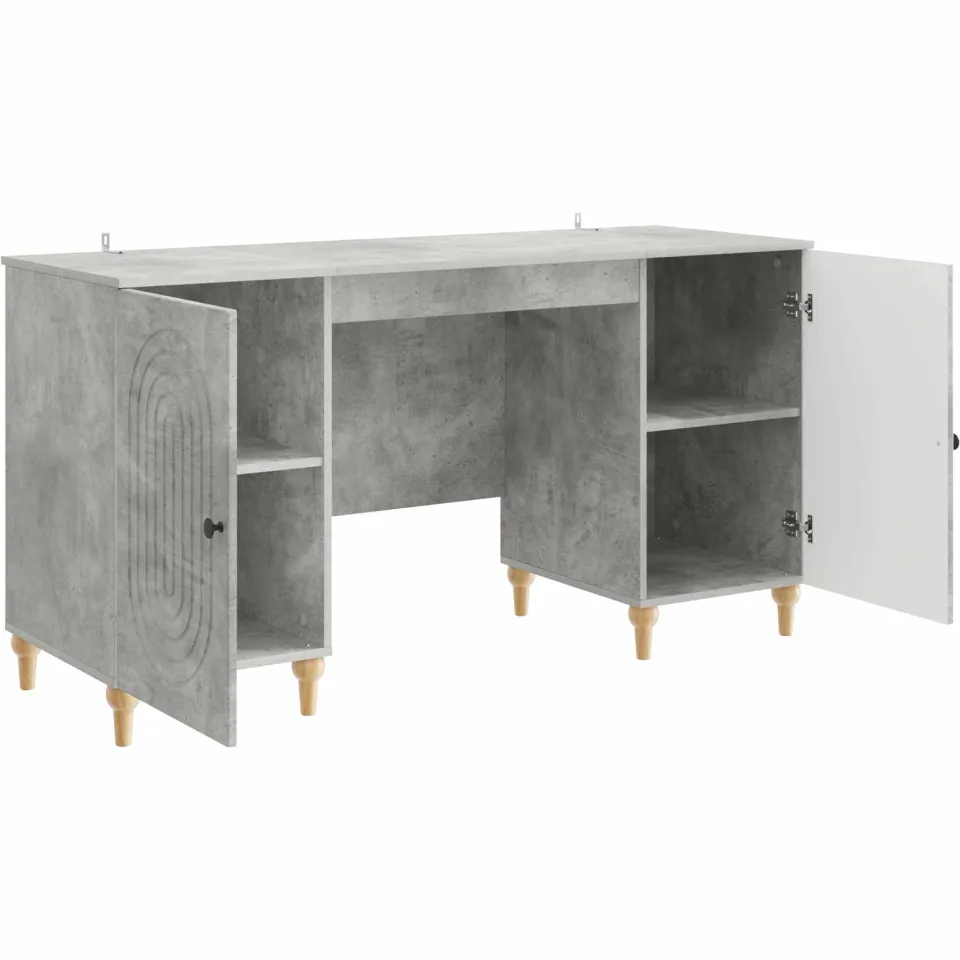 vidaXL Bureau Betongrijs 142,5 x 50 x 75 cm Bewerkt hout grijs, foto 3
