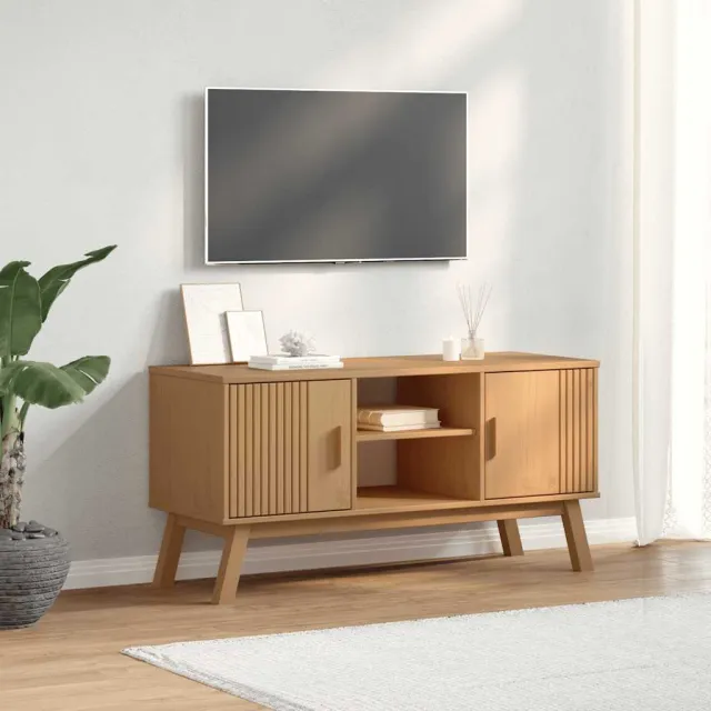 vidaXL Tv-meubel OLDEN 114x43x57 cm massief grenenhout bruin, foto 2