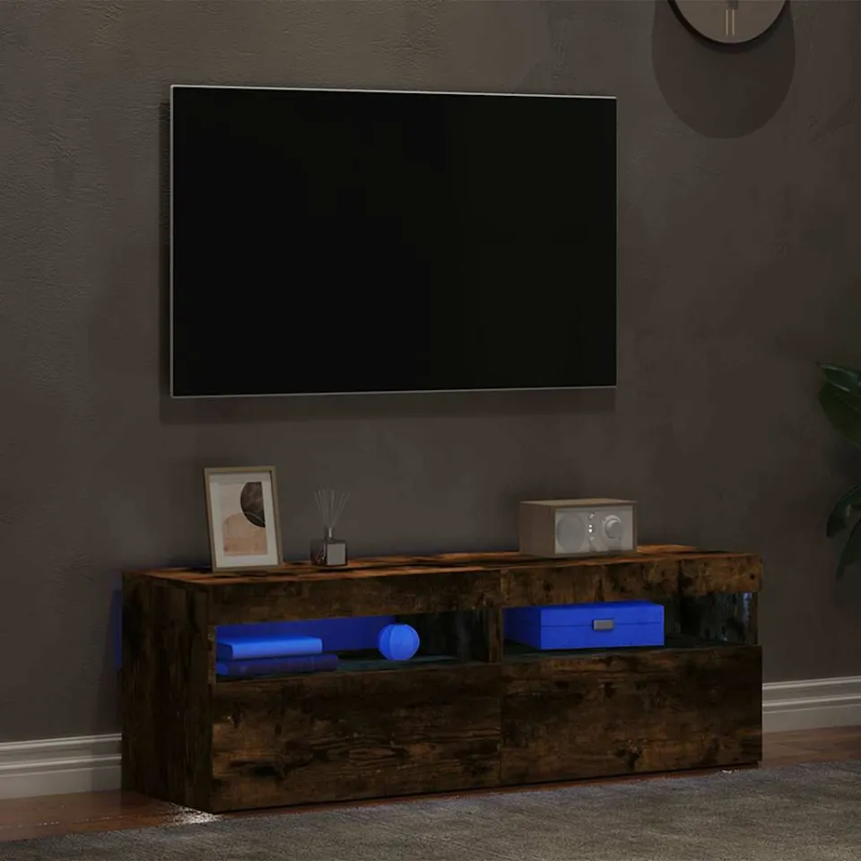 vidaXL Tv-meubels 2 st met LED-verlichting 60x35x40 cm gerookt eiken, foto 4