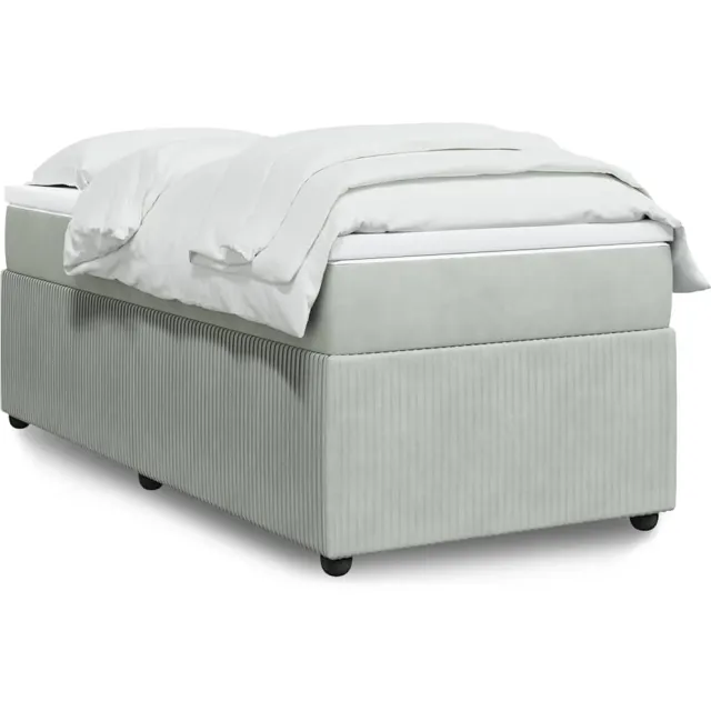 vidaXL Boxspring met matras fluweel lichtgrijs 90x190 cm grijs