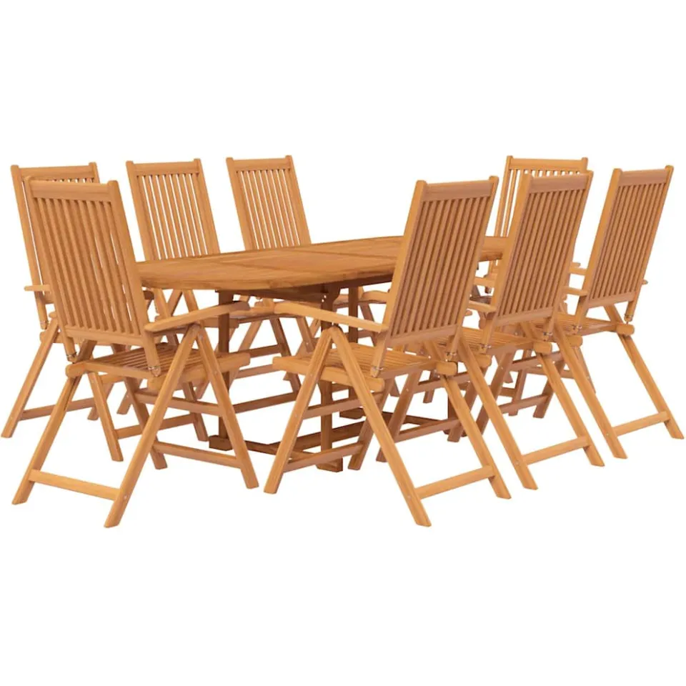 vidaXL 9-delige Tuinset massief acaciahout 160-240 cm Bruin