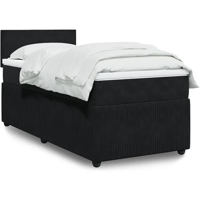 vidaXL Boxspring met matras fluweel zwart 80x200 cm