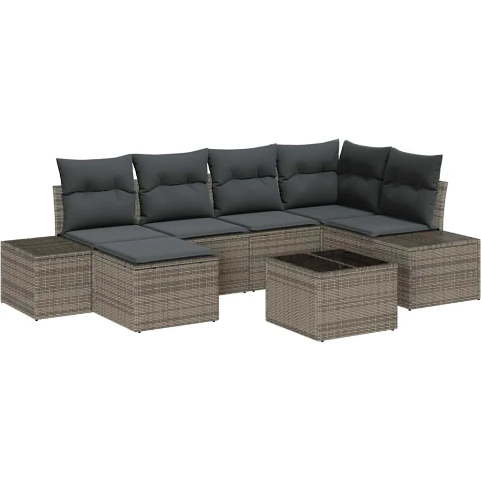 vidaXL Tuin Sofa Set 6 st Grijs poly rattan