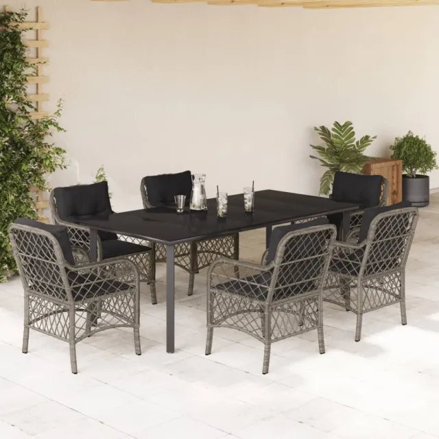 vidaXL 7-delige Tuinset met kussens poly rattan grijs, foto 2