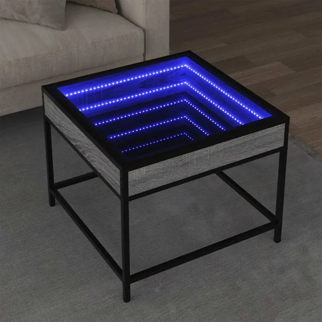 vidaXL Salontafel met Infinity LED 50x50x41 cm grijs sonoma eikenkleur, foto 2