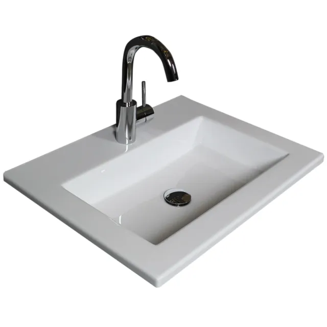 Boss & Wessing Badmeubelset BWS Salt 50x46cm Met Grepen 2 Lades Met Wastafel Acryl 1 Kraangat Whisky Oak Bruin