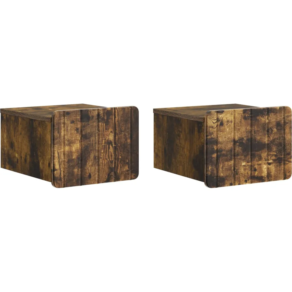 vidaXL Wandbeugel Bedkast 2 st Gerookt eiken 33 x 34,5 x 24 cm Bruin