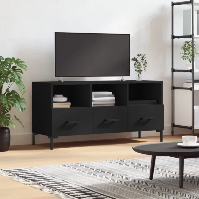 vidaXL Tv-meubel 102x36x50 cm bewerkt hout zwart, foto 2