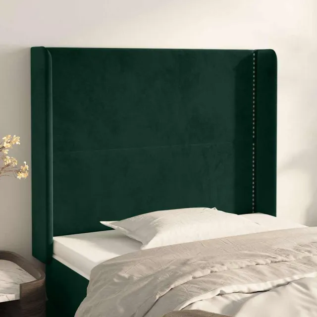 vidaXL Hoofdbord met randen 103x16x118/128 cm fluweel donkergroen