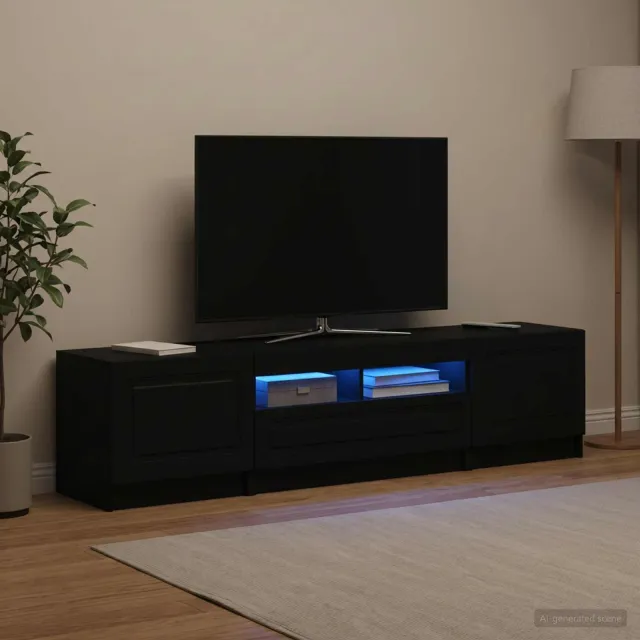 vidaXL LED tv-meubel UTRECHT 3 st Zwart Bewerkt hout