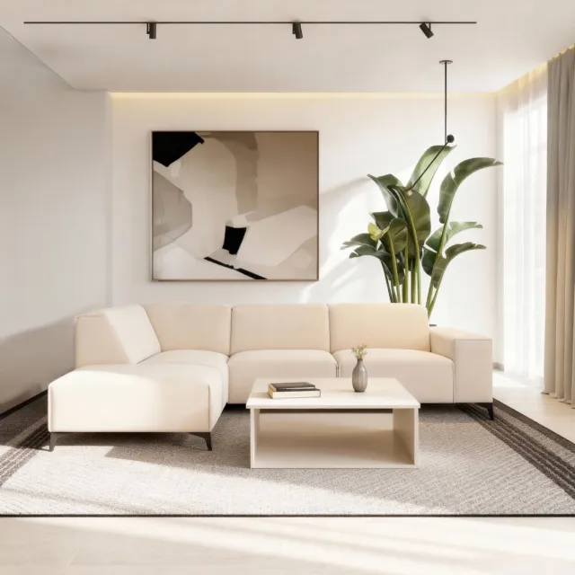 Giga Living Giga Meubel Hoekbank Maddox Holms Beige – Links – 3-Zits – Stof – 285x190x83 cm