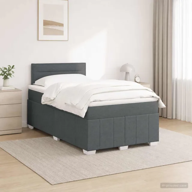 vidaXL Boxspringbed met matras Donkergrijs 120 x 200 cm Stof