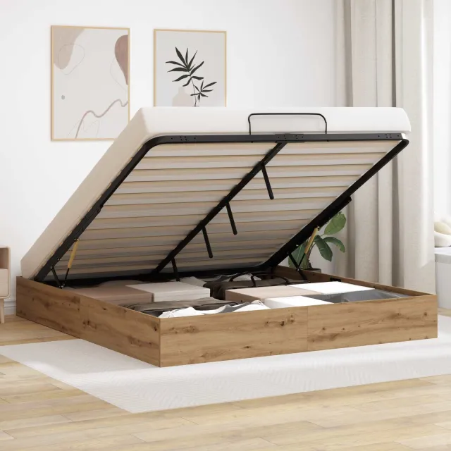 vidaXL Ottoman Bedframe Ambachtelijk eiken 180 x 200 cm Bruin
