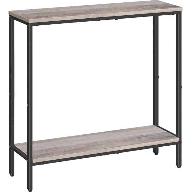 meerklose Consoletafel, 75 cm gangtafel, smalle bijzettafel in industriële stijl met plank, eenvoudige montage, hal, ingang, woonkamer,grijp-zwart EBG22XG01 zwart,grijs