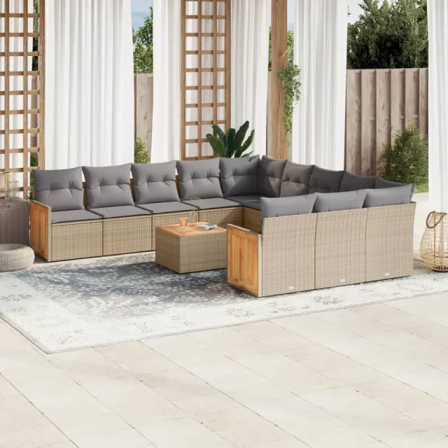 vidaXL Patio Sofa Set 9-zits Beige en Grijs, foto 2