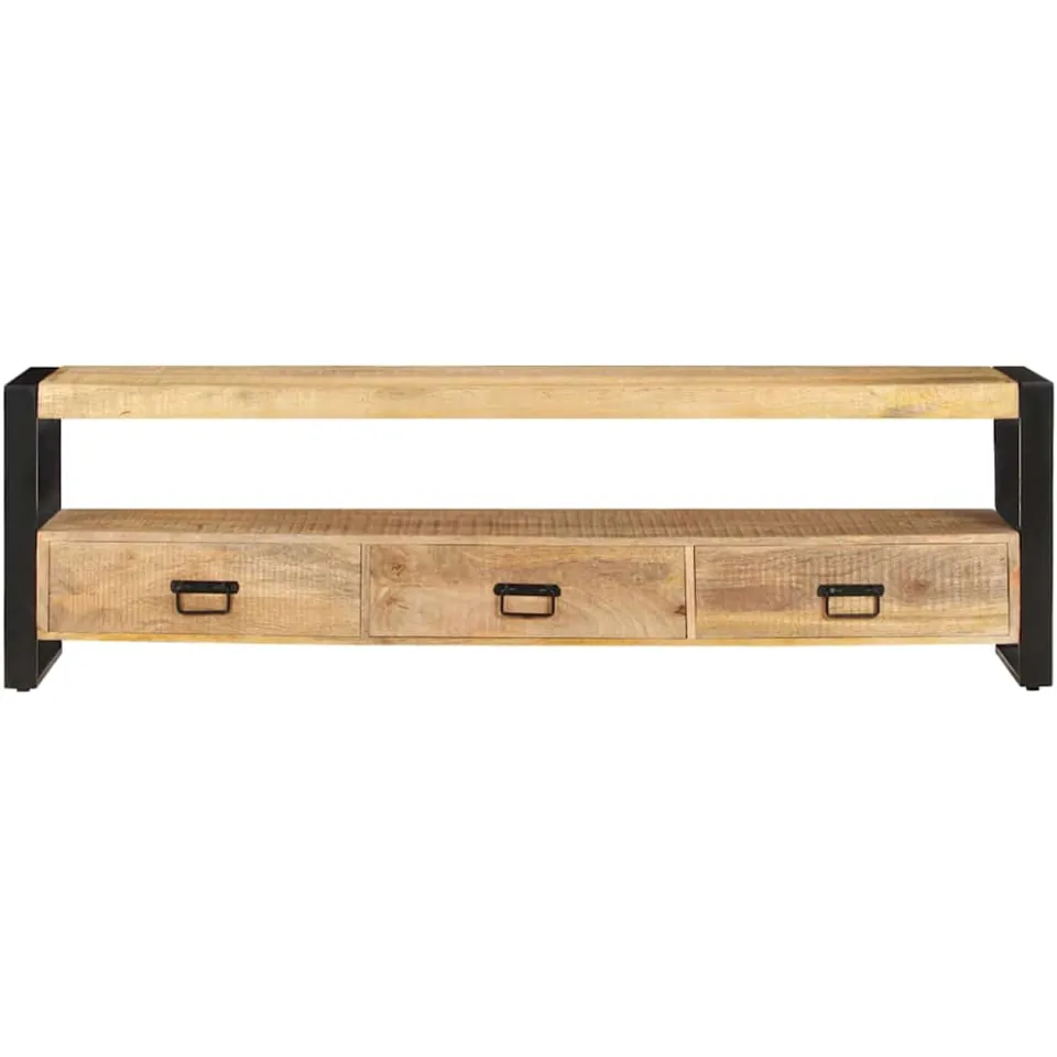 vidaXL Tv-meubel 150x30x45 cm massief mangohout bruin, foto 2