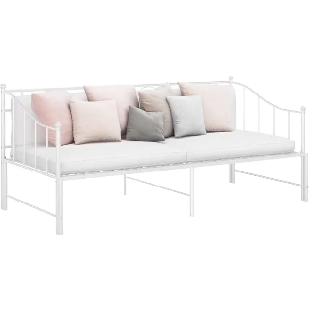 vidaXL Slaapbank uittrekbaar metaal wit 90x200 cm